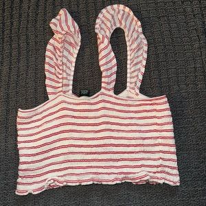 White and Red Crop Tank Top